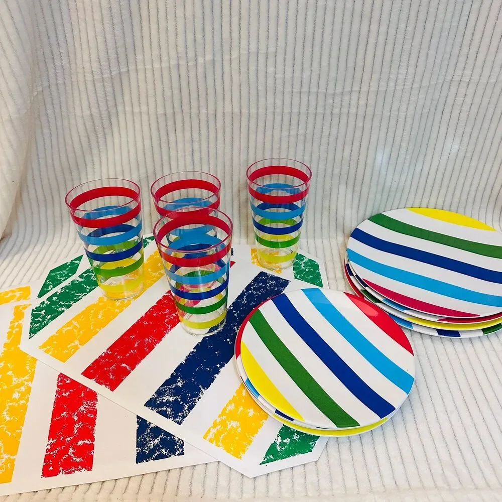 Target Summer 2011 Vibrant Striped Melamine Plates and Tumblers with placemats